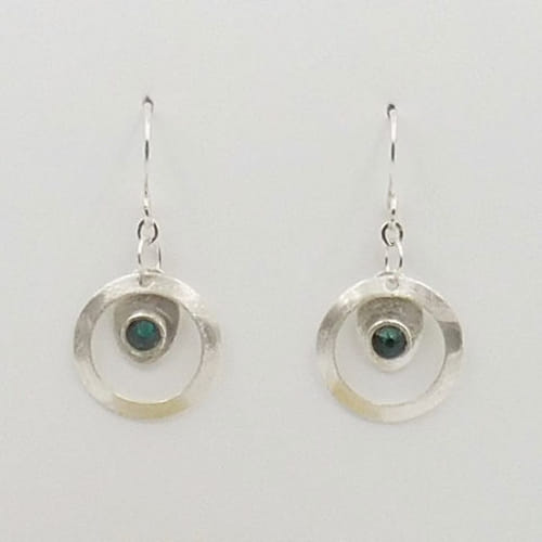 DKC-1070 Earrings Green Crystals within Circles $66 at Hunter Wolff Gallery